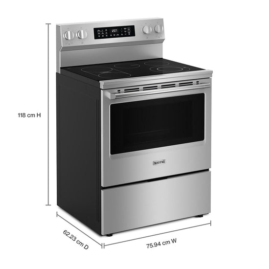 Maytag 30 Inch Freestanding Electric Range with 5.3 Cu. Ft. Capacity, Stainless Steel - YMFES7030SZ