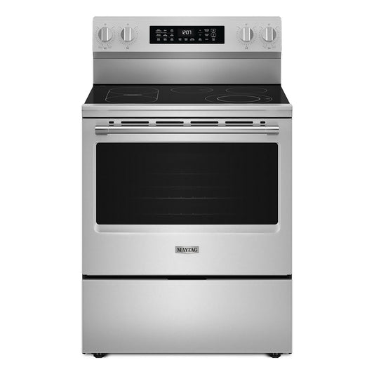Maytag 30 Inch Freestanding Electric Range with 5.3 Cu. Ft. Capacity, Stainless Steel - YMFES7030SZ