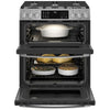 GE 30 Inch Slide-In Double Oven Gas Range with 6.7 Cu. Ft. Capacity, Fingerprint Resistant Stainless Steel - PCGS960YPFS
