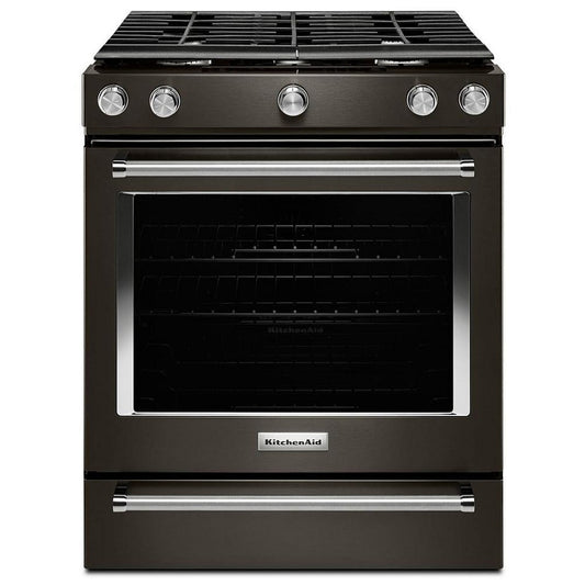 KitchenAid 30 Inch Slide-In Gas Range with 5.8 cu. ft. Capacity - KSGG700EBS