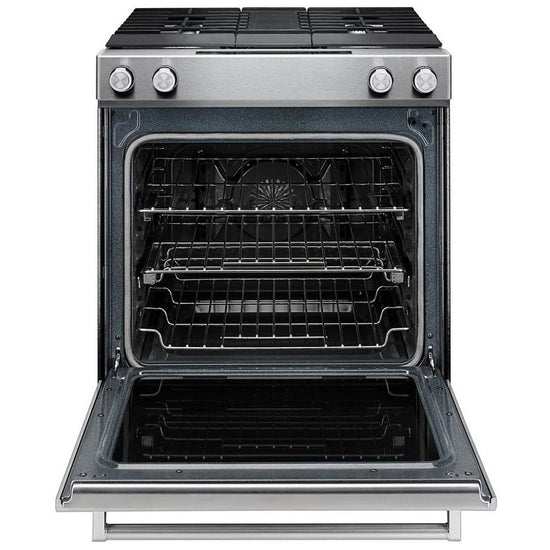 KitchenAid 30 Inch Slide-In Dual Fuel Range with Built-In Downdraft - KSDG950ESS