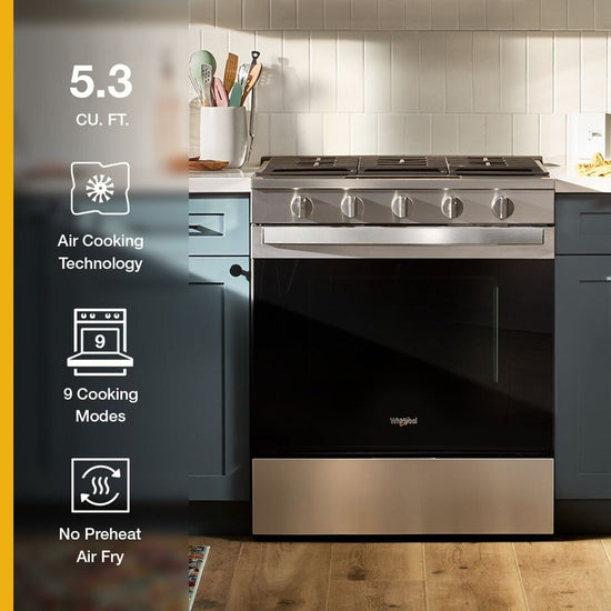Whirlpool 30-inch Gas Smart Range with Air Cooking Technology - WSGS5030SB