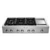 KitchenAid 48 Inch Commercial-Style Gas Rangetop with Griddle - KCGC558JSS