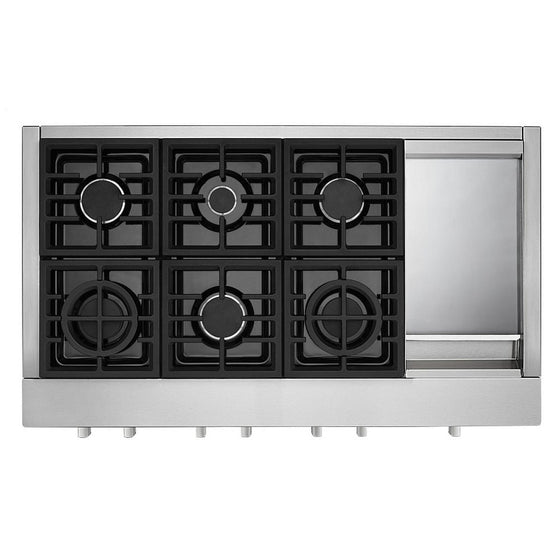 KitchenAid 48 Inch Commercial-Style Gas Rangetop with Griddle - KCGC558JSS