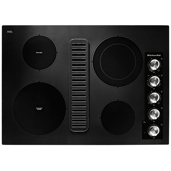 KitchenAid 30 Inch Electric Downdraft Cooktop, Black - KCED600GBL