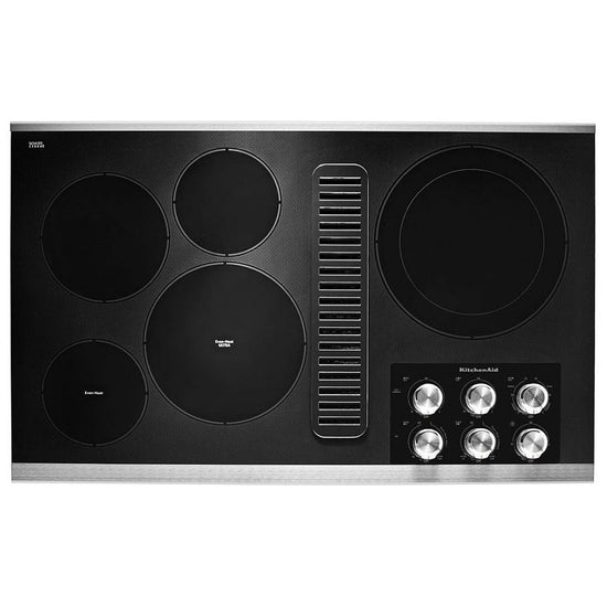 KitchenAid 36 Inch Electric Downdraft Cooktop with 5 Elements - KCED606GSS