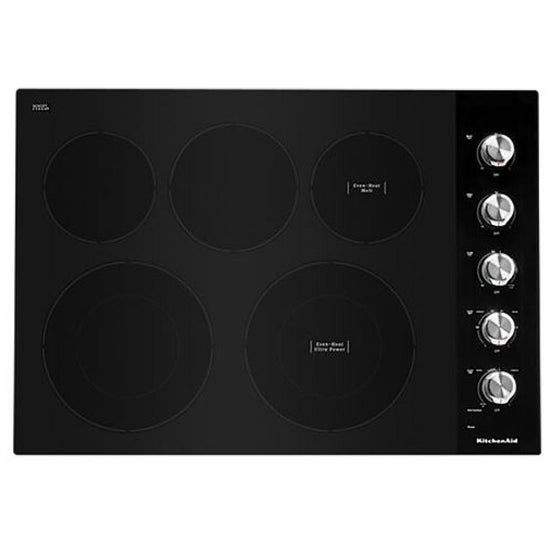 KitchenAid 30 Inch 5-Element Electric Cooktop, Black - KCES550HBL