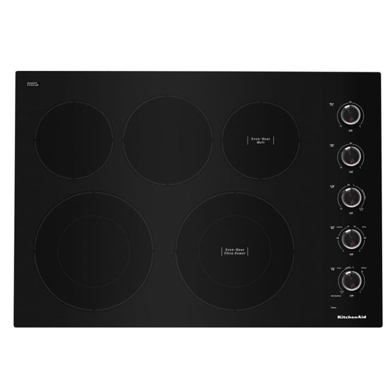 KitchenAid 30 Inch 5-Element Electric Cooktop, Black - KCES550HBL