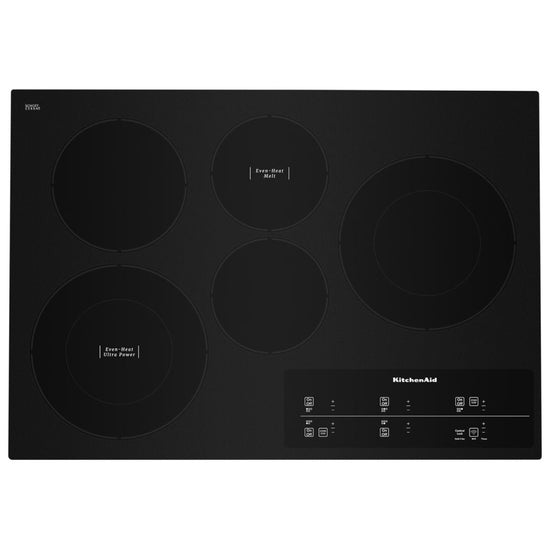 KitchenAid 30 Inch 5-Element Electric Cooktop, Black - KCES950KBL