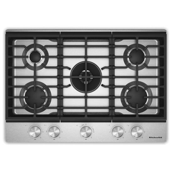 KitchenAid 30 Inch 5-Burner Gas Cooktop, Stainless Steel - KCGK530SSS