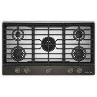KitchenAid 36 Inch 5-Burner Gas Cooktop, Black Ore - KCGK536SBE