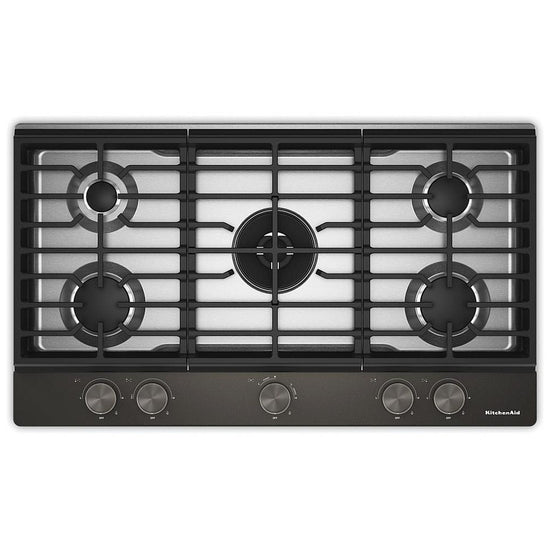 KitchenAid 36 Inch 5-Burner Gas Cooktop, Black Ore - KCGK536SBE