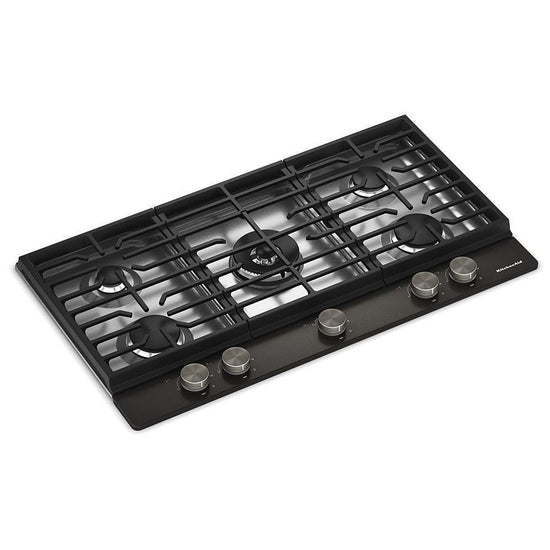 KitchenAid 36 Inch 5-Burner Gas Cooktop, Black Ore - KCGK536SBE