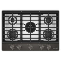 KitchenAid 30 Inch Gas Cooktop with 5 Burners, Black Ore - KCGK730SBE