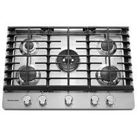 KitchenAid 30 Inch 5-Burner Built-In Gas Cooktop, Stainless Steel - KCGS550ESS