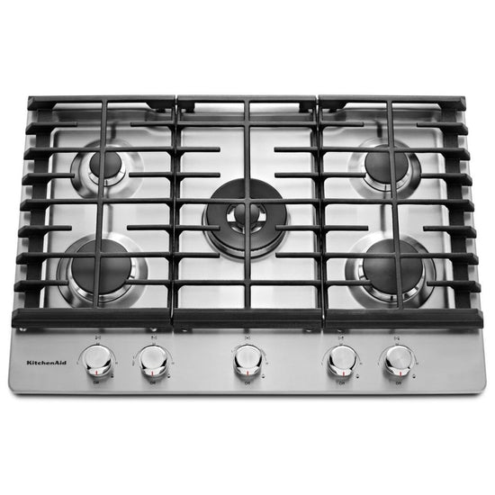 KitchenAid 30 Inch 5-Burner Built-In Gas Cooktop, Stainless Steel - KCGS550ESS
