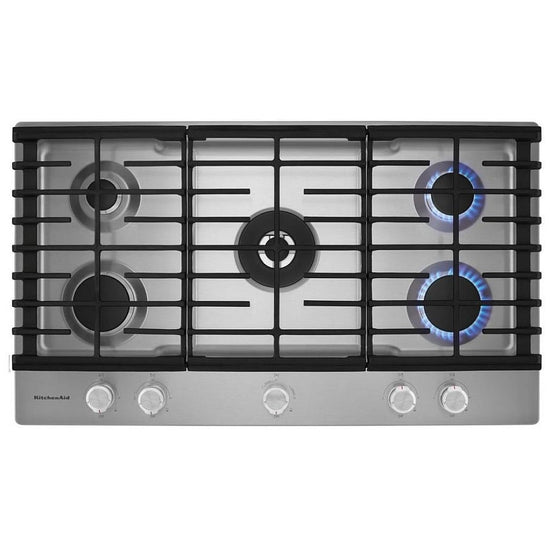 KitchenAid 36 Inch 5-Burner Gas Cooktop, Stainless Steel - KCGS556ESS