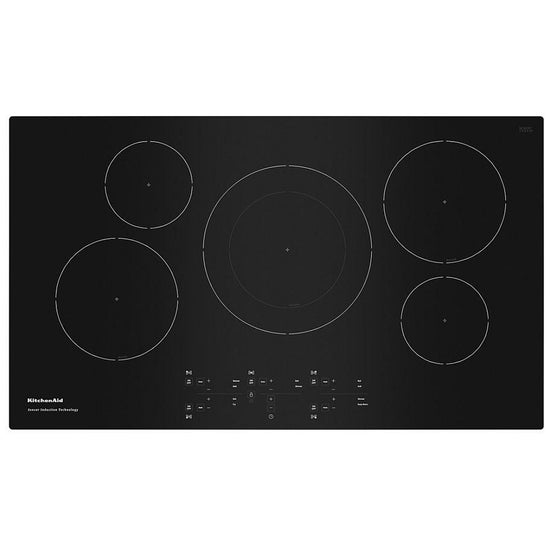 KitchenAid 36 Inch 5-Element Induction Cooktop, Black - KCIG556JBL