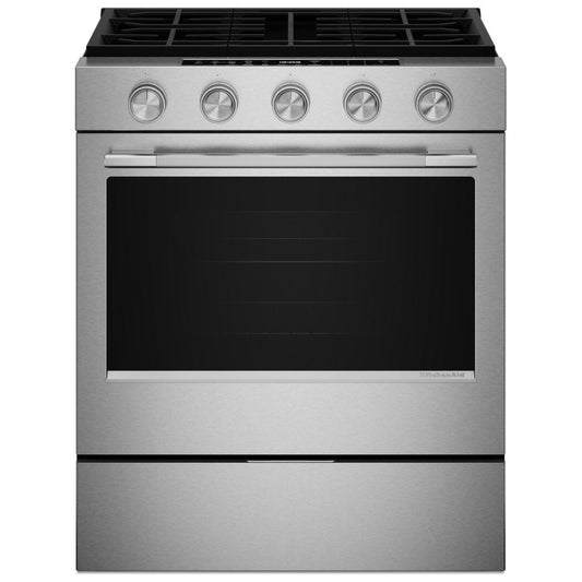 KitchenAid 30 Inch Slide-In Gas Range with 5.0 cu. ft. Capacity - KSGS330SPS