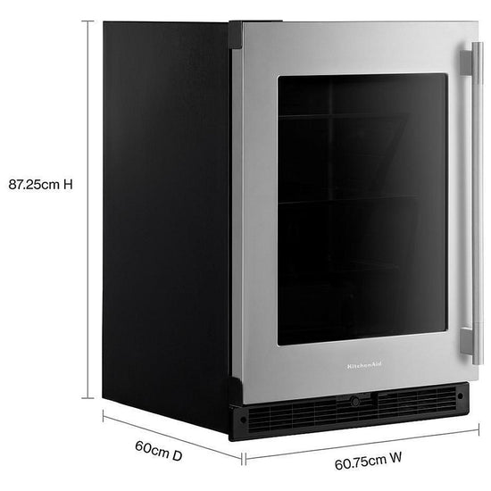 KitchenAid 24 Inch Undercounter Refrigerator with 5.2 Cu. Ft. and Glass Door - KURL324SSB