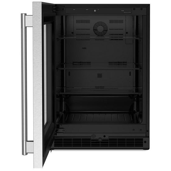 KitchenAid 24 Inch Undercounter Refrigerator with 5.2 Cu. Ft. and Glass Door - KURL324SSB