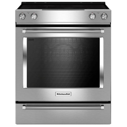 KitchenAid 30 Inch Slide-In Electric Range with 7.1 cu. ft. Capacity, Stainless Steel - YKSEB900ESS