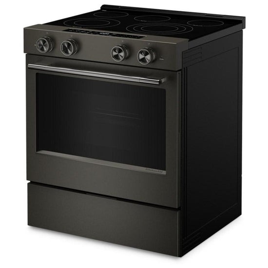 KitchenAid 30 Inch Slide-In Electric Range with 5.3 cu. ft. Capacity, Black Ore - YKSES530SBE