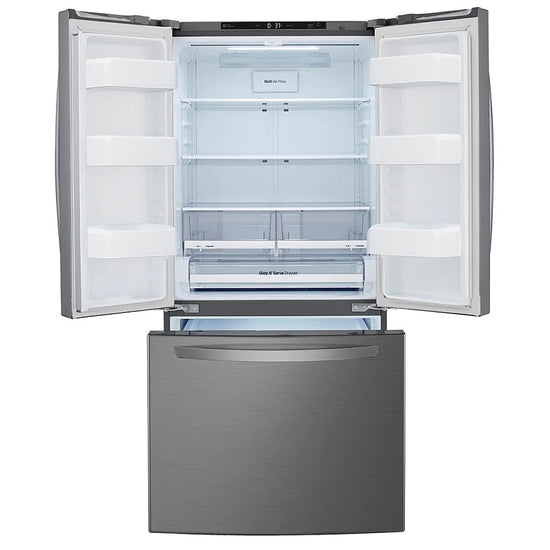LG 33 Inch French Door Refrigerator with 25.1 cu. ft. Capacity, Platinum Silver Steel - LRFNS2503V