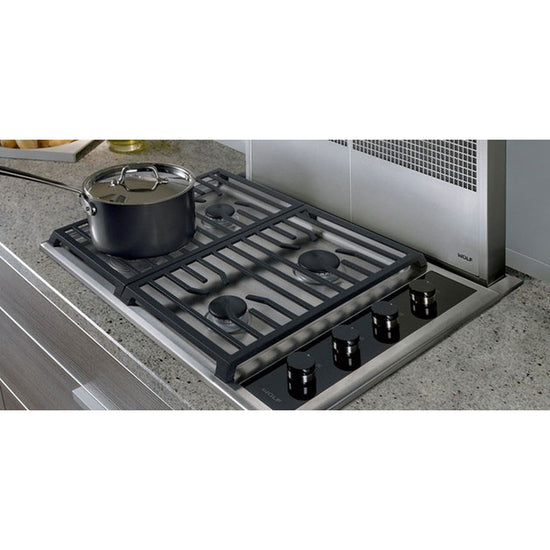 Wolf 30 Inch Transitional Gas Cooktop with 4 Dual-Stacked Sealed Burners, Natural Gas - CG304TS