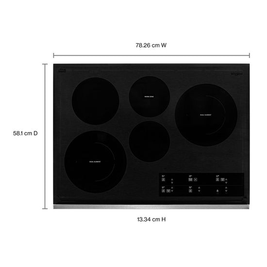 Whirlpool 30-Inch Electric Ceramic Glass Cooktop with Two Dual Radiant Elements - WCE97US0KS