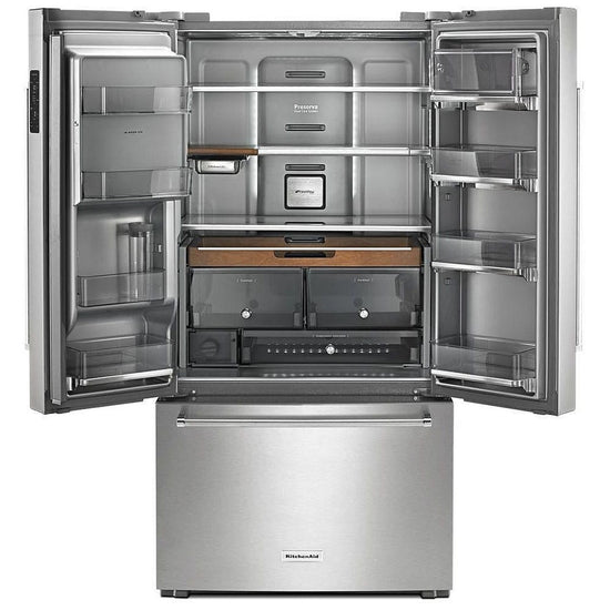 KitchenAid 36 Inch Counter-Depth French Door Refrigerator with 23.8 cu. ft. Capacity, Fingerprint Resistant Stainless Steel - KRFC704FPS