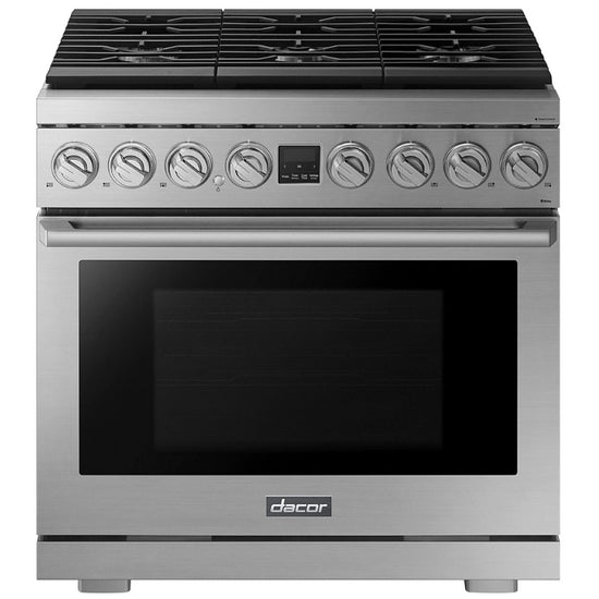 Dacor 36 Inch Gas Range, Silver Stainless Steel - DOP36P86GLS/DA