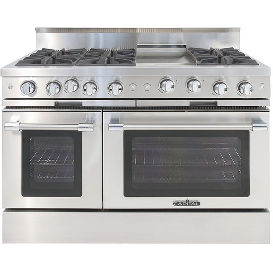 Capital 48 Inch Freestanding Gas Range with 6 Open Burners + Griddle, 7.6 cu. ft. - MCOR484G2-N
