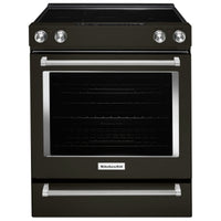KitchenAid 30 Inch Slide-In Electric Range with 6.4 cu. ft. Capacity, Black Stainless Steel - YKSEG700EBS