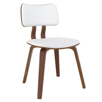 WHI Zuni Dining/Lounge Chair, White Faux Leather and Walnut - 202-581PUWT
