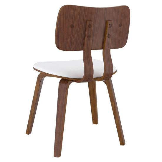 WHI Zuni Dining/Lounge Chair, White Faux Leather and Walnut - 202-581PUWT