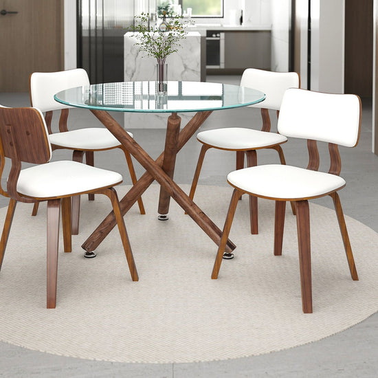WHI Zuni Dining/Lounge Chair, White Faux Leather and Walnut - 202-581PUWT