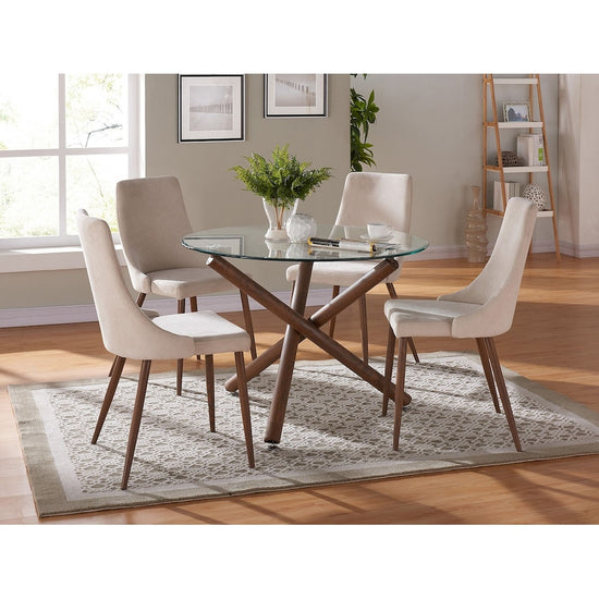 WHI Cora Walnut Parson Dining Chair with Beige Polyester Seat, Set of 2 - 202-182BG