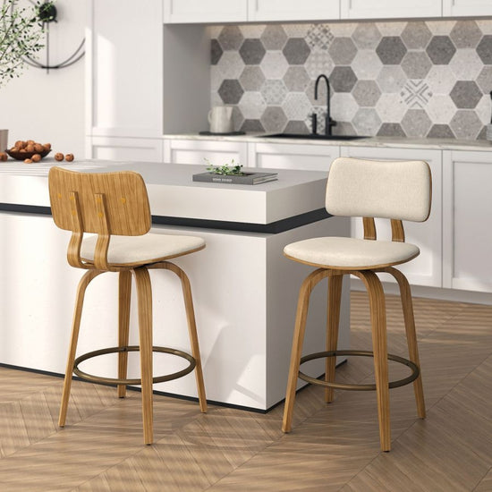 Hoft Home Zaki Counter Stool, Beige and Natural - 203-581BG