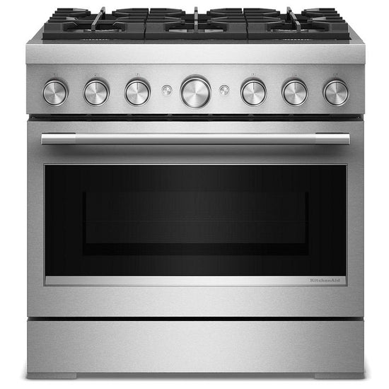 KitchenAid 36 Inch 6-Burner Commercial-Style Dual Fuel Range, Stainless Steel - KFDS936SSS