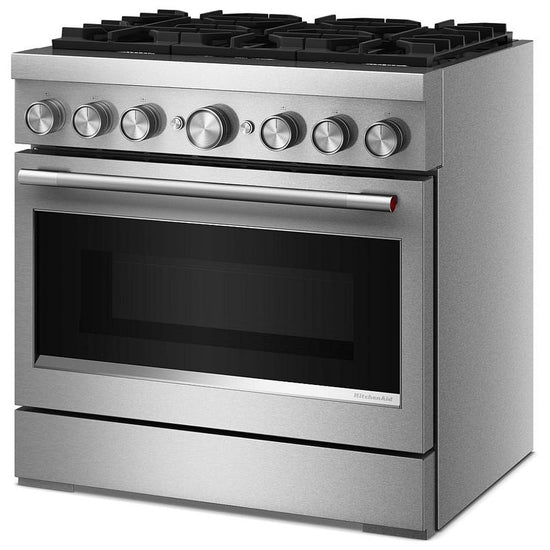 KitchenAid 36 Inch 6-Burner Commercial-Style Dual Fuel Range, Stainless Steel - KFDS936SSS