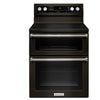 KitchenAid 30 Inch Double Oven Electric Range, 6.7 Cu. Ft. - YKFED500EBS