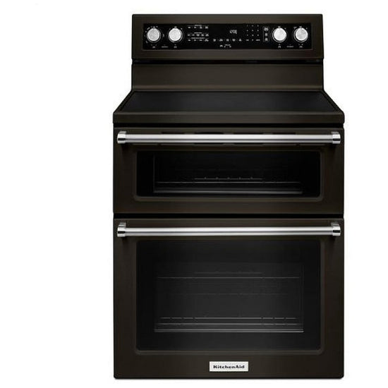 KitchenAid 30 Inch Double Oven Electric Range, 6.7 Cu. Ft. - YKFED500EBS