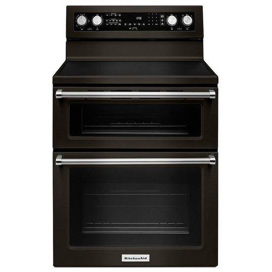 KitchenAid 30 Inch Double Oven Electric Range, 6.7 Cu. Ft. - YKFED500EBS