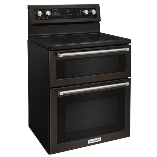 KitchenAid 30 Inch Double Oven Electric Range, 6.7 Cu. Ft. - YKFED500EBS