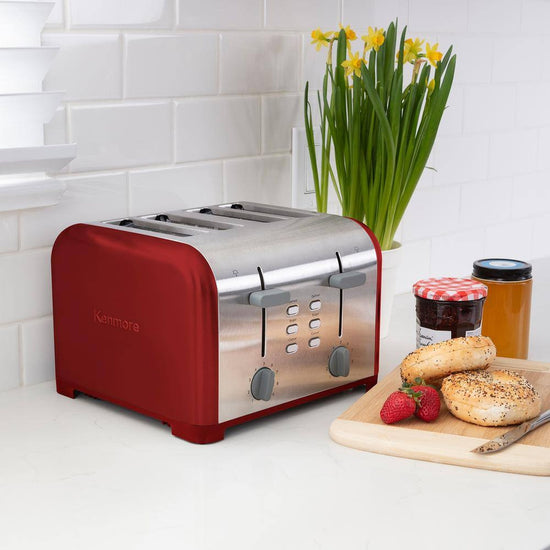 Kenmore 1400-Watt 4-Slice Wide Slot Toaster, Red/Stainless Steel - KKTSDC4SRed