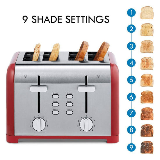 Kenmore 1400-Watt 4-Slice Wide Slot Toaster, Red/Stainless Steel - KKTSDC4SRed