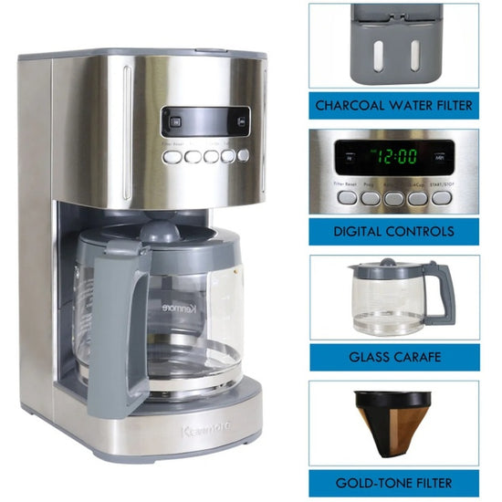 Kenmore 12 Cup Stainless Steel Countertop Coffee Maker - KKCM12S