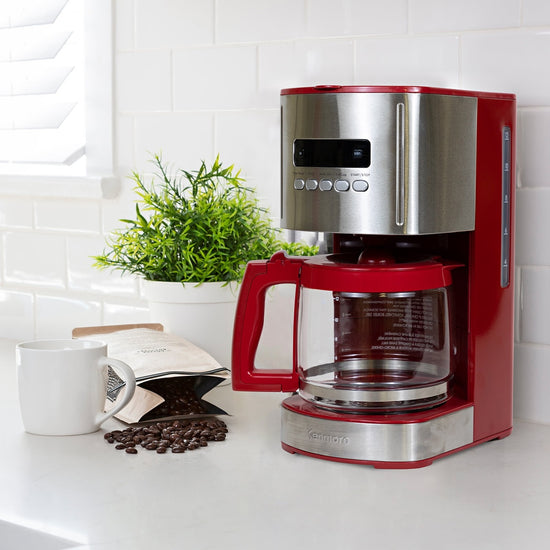 Kenmore 12-Cup Programmable Coffee Maker, Red/Stainless - KKCM12Red