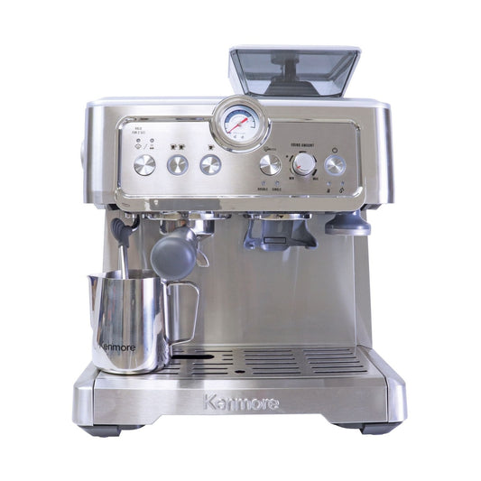 Kenmore Semi Automatic Espresso Machine with Grinder and Milk Frother - KKCMEMT
